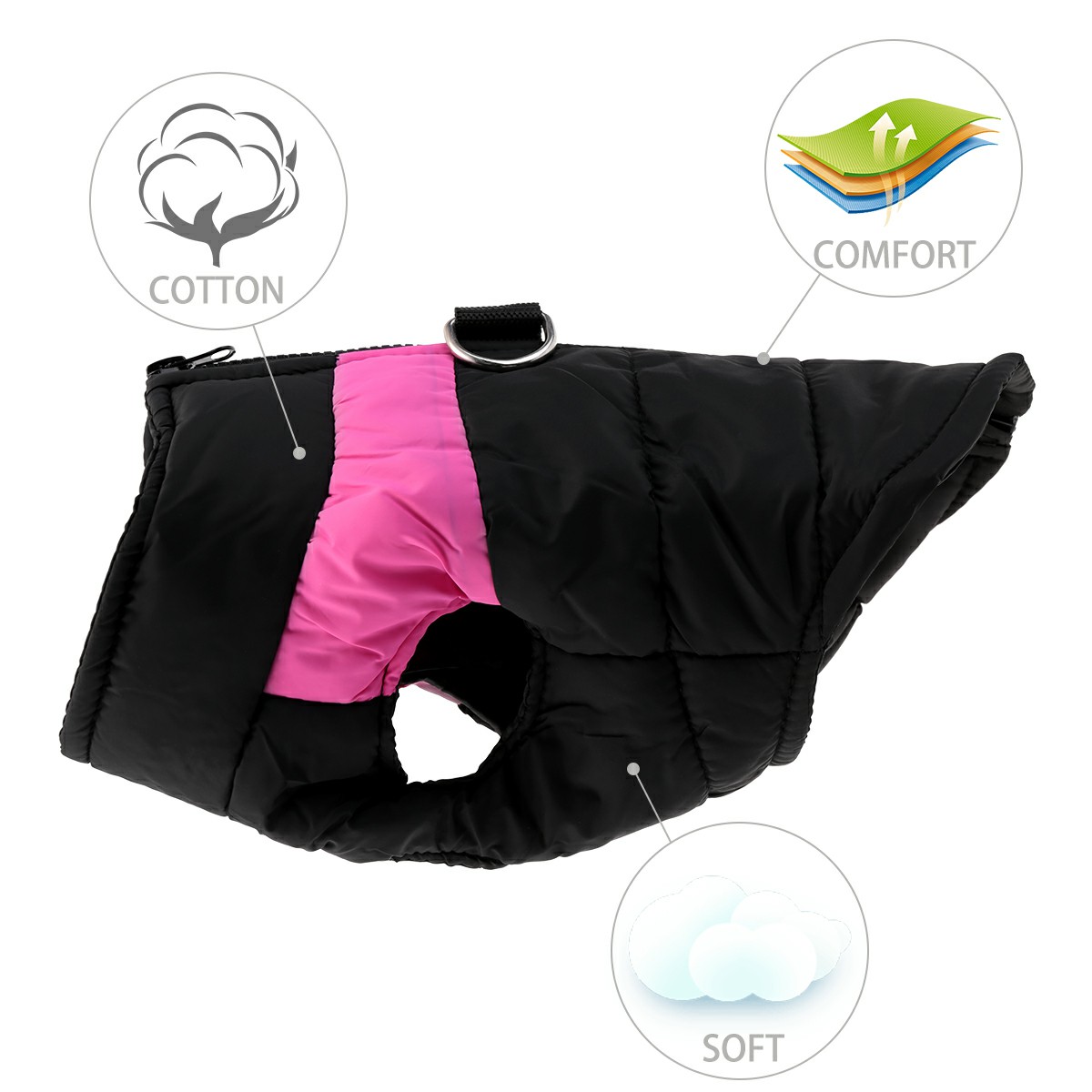 Pet Puppy Dog Warm Insulated Padded Coat Thick Winter Puffer Jacket Vest for Pets Size XL - Pink