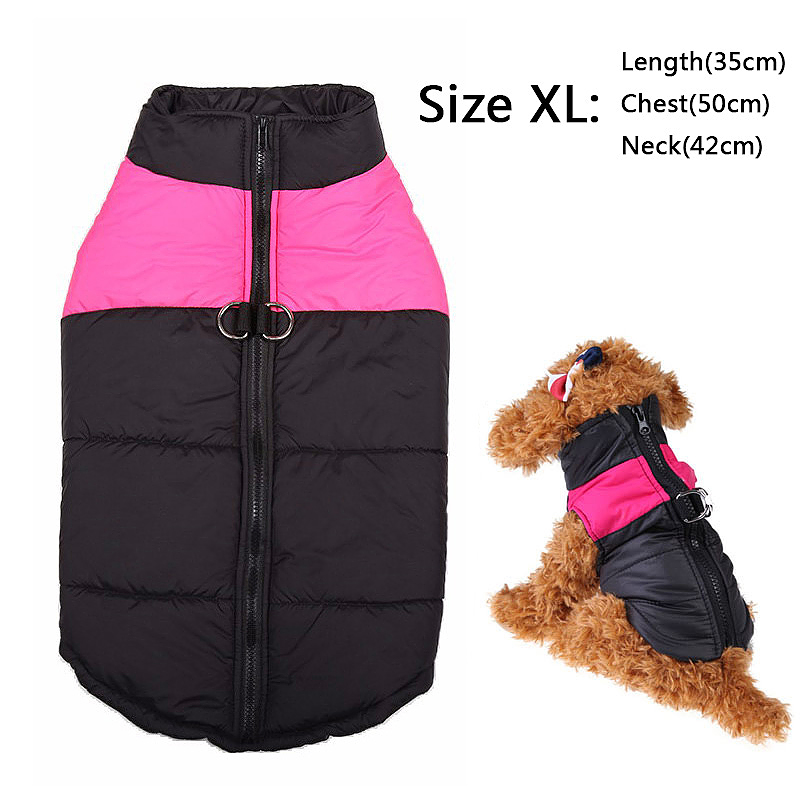 Pet Puppy Dog Warm Insulated Padded Coat Thick Winter Puffer Jacket Vest for Pets Size XL - Pink