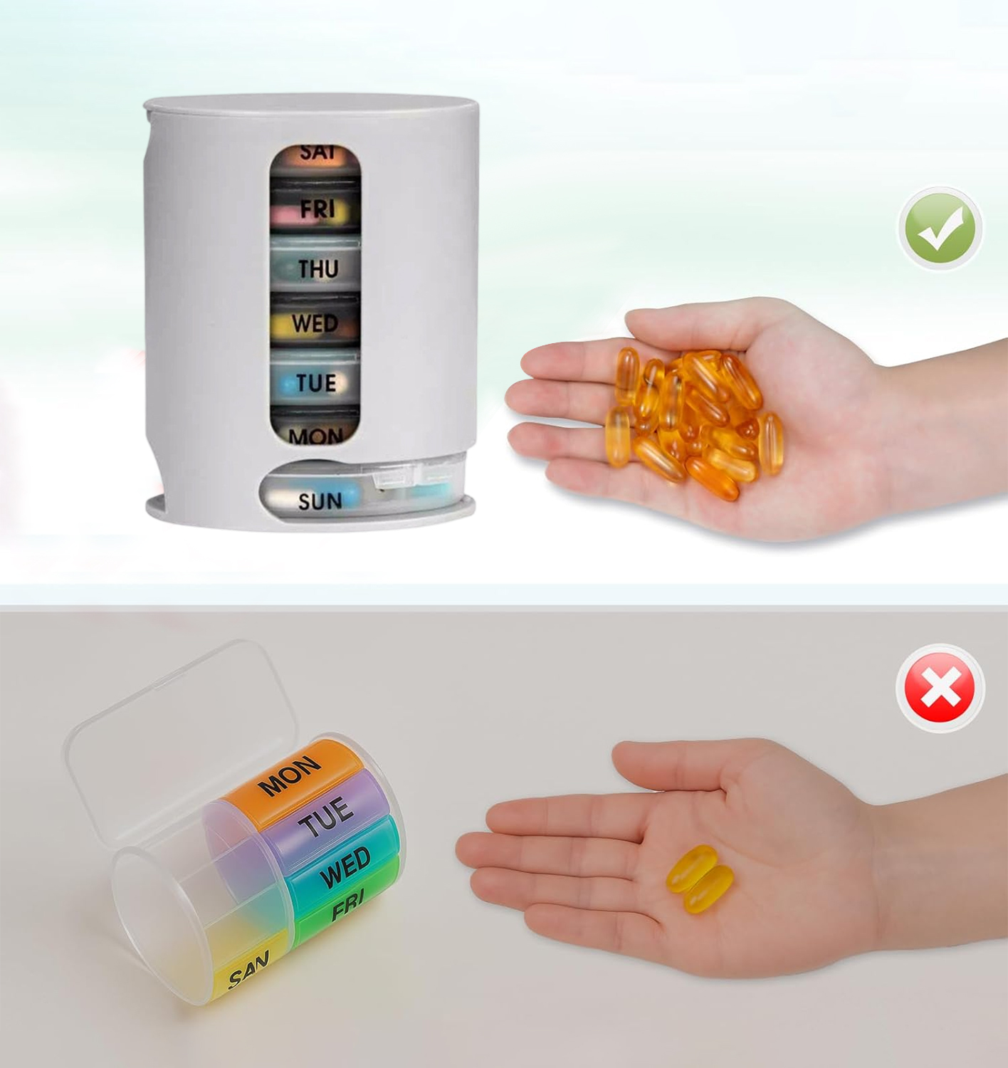 Extra Large Pill Organizer Weekly Pill Case Pill Box 7 Day for Medication Vitamin Fish Oil Supplement