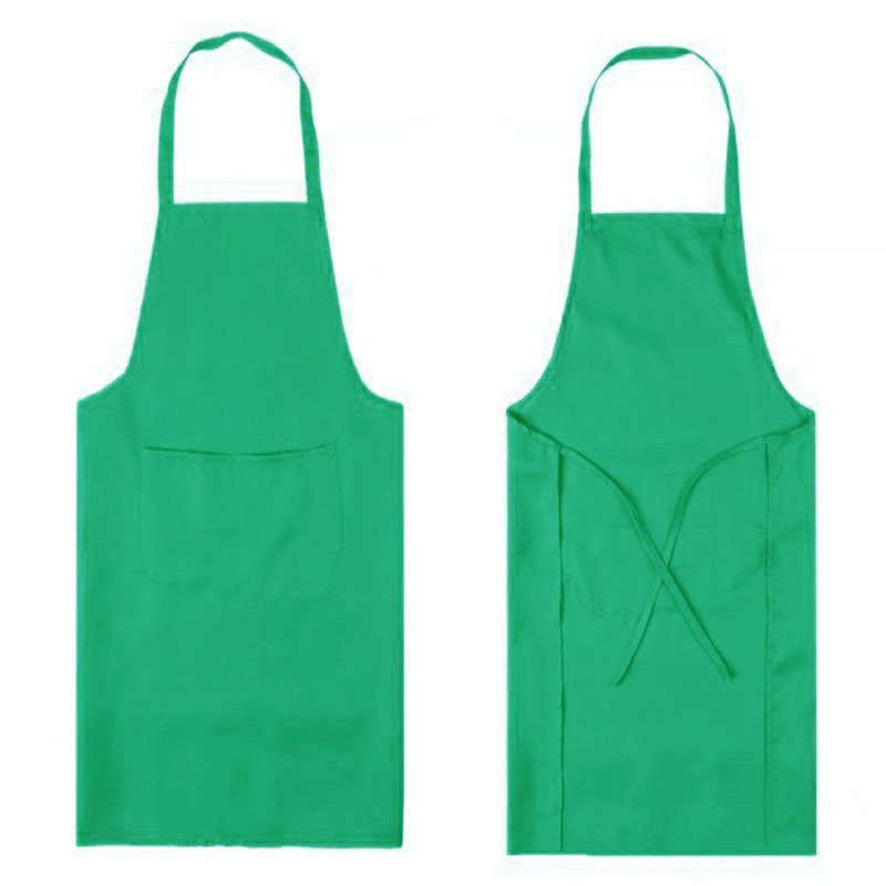 Plain Unisex Cooking Catering Work Apron Tabard with Twin Double Pocket - Green
