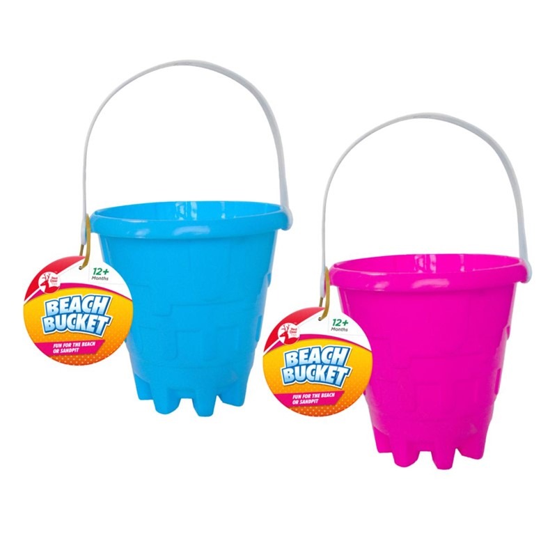 Plastic Beach Bucket Sand Children Toy Sandcastle Bucket  15 x 15cm Randon Colours