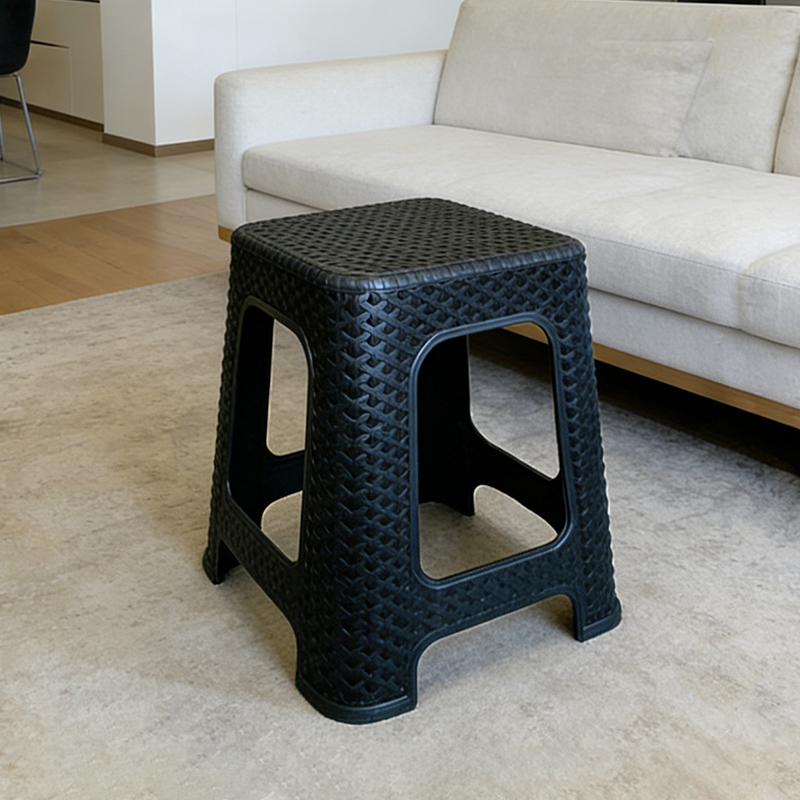 Plastic Rattan Stool Large Modern Minimalist Backless Stools 28 x 28 x 46cm Random Colours