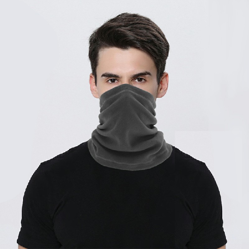 Polar Fleece Thermal Bandana Cycling Winter Face Masks Snood Scarf Neck Tube Warmers - Grey