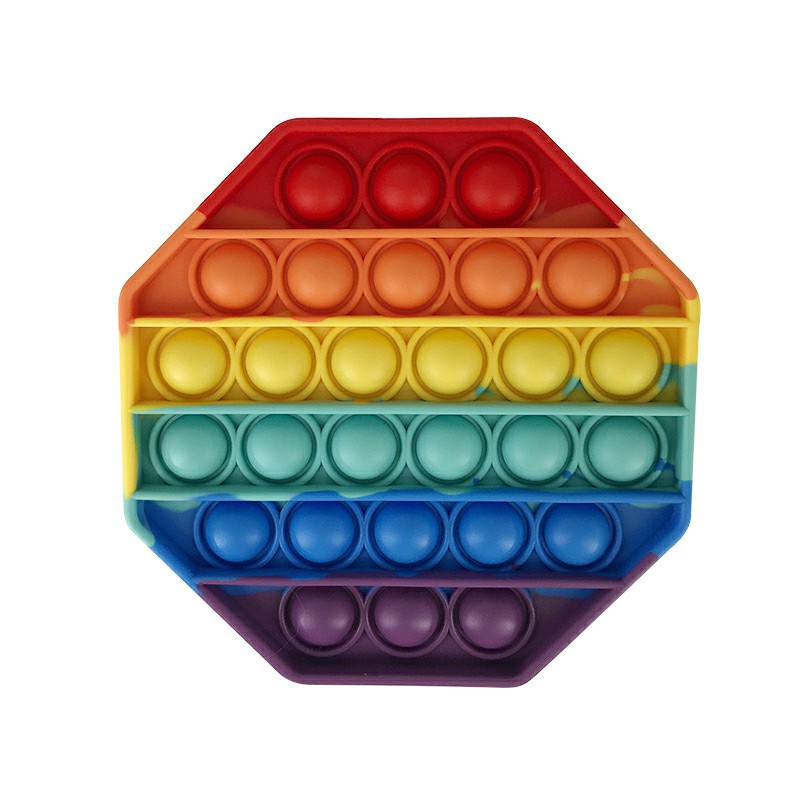 Pop it Fidget a Loud Side and a Quiet Side to Pop Anti Stress Product - Octagon Rainbow