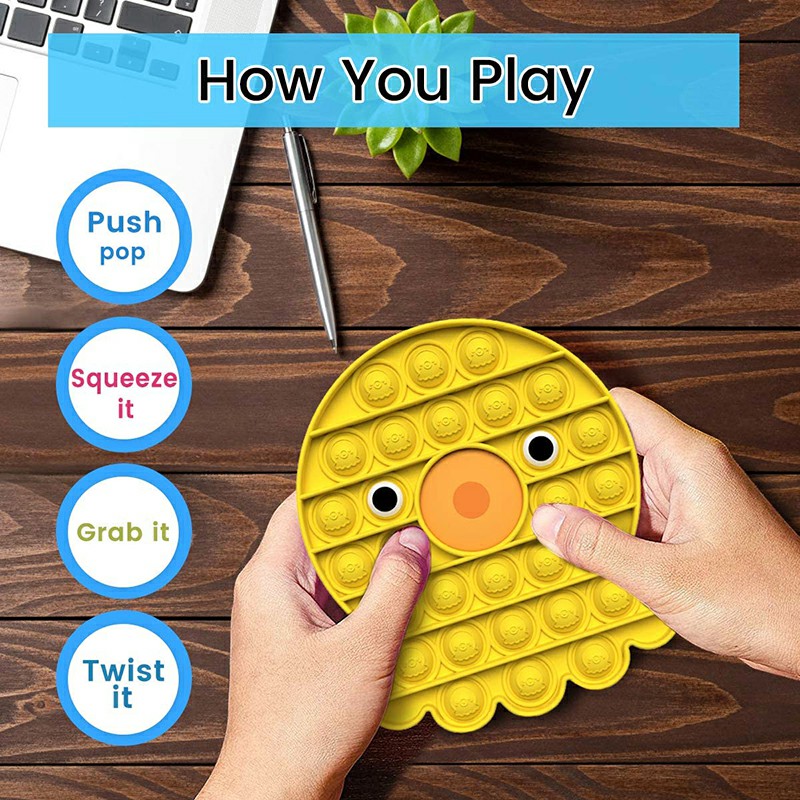 Pop it Fidget a Loud Side and a Quiet Side to Pop Octopus - Yellow