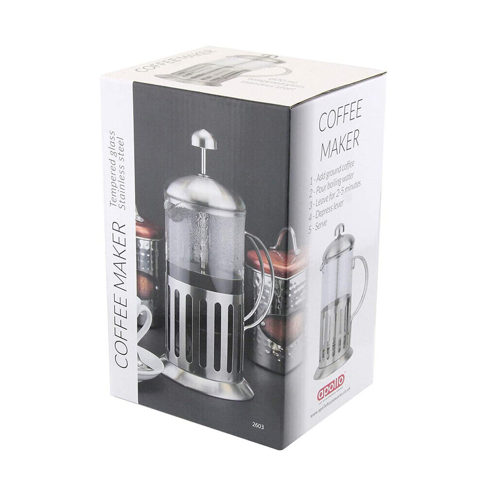 Press Plunger Cafetiere-Stainless Steel 600ml Coffee Maker