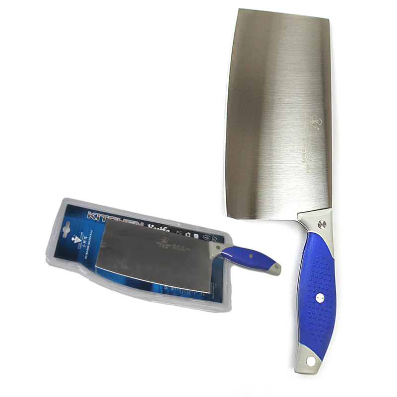 Professional Cleaver Knife Blue Handle Ultra Sharp Vegetable and Meat Butcher Cleaver