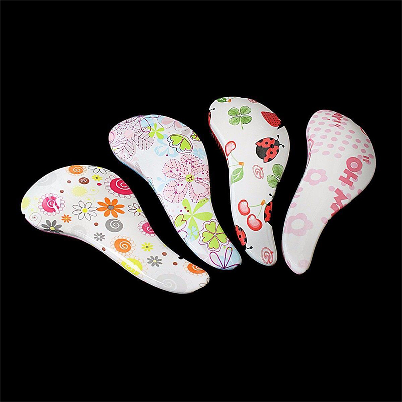 Professional Detangling Hair Brush Silicone Brush Printed Comb for Hairstyling - Random Colour