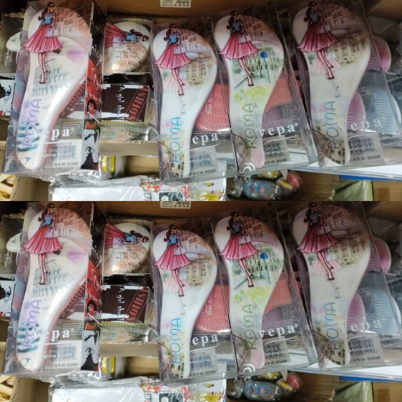 Professional Detangling Hair Brush Silicone Brush Printed Comb for Hairstyling - Random Colour