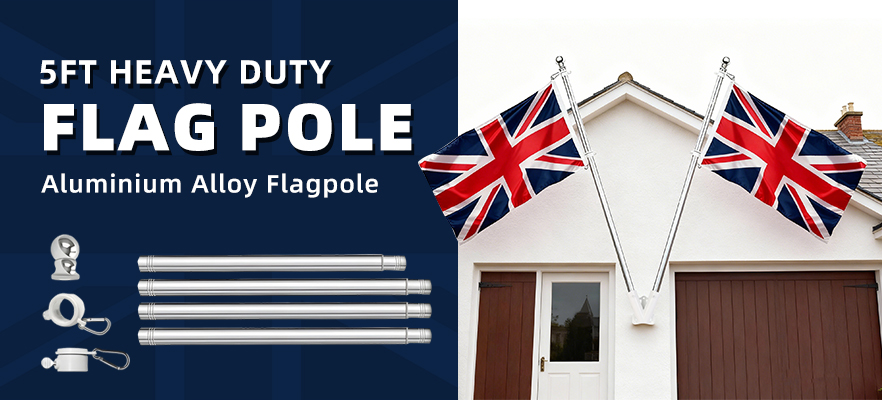 5FT Heavy Duty Flag Pole Stand Holder Bracket House Aluminium Alloy Flagpole