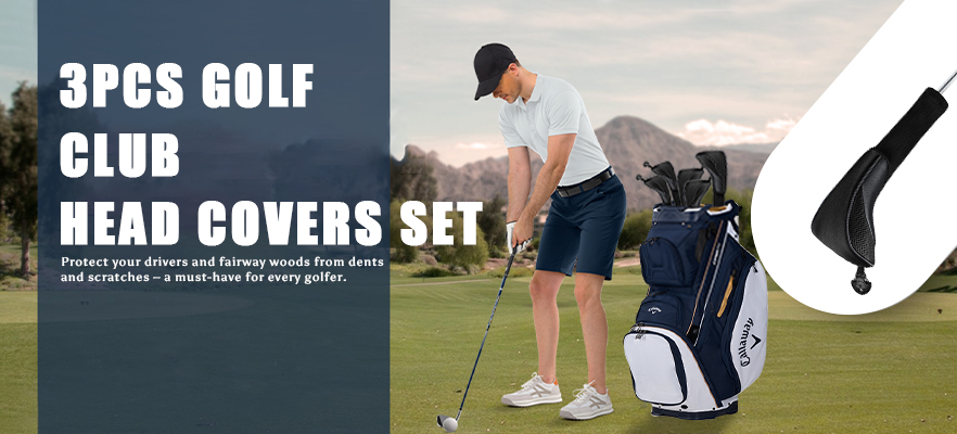 3pcs Golf Club Head Covers Set Long Neck Driver 1 3 5 Fairway Woods Protective Headcover