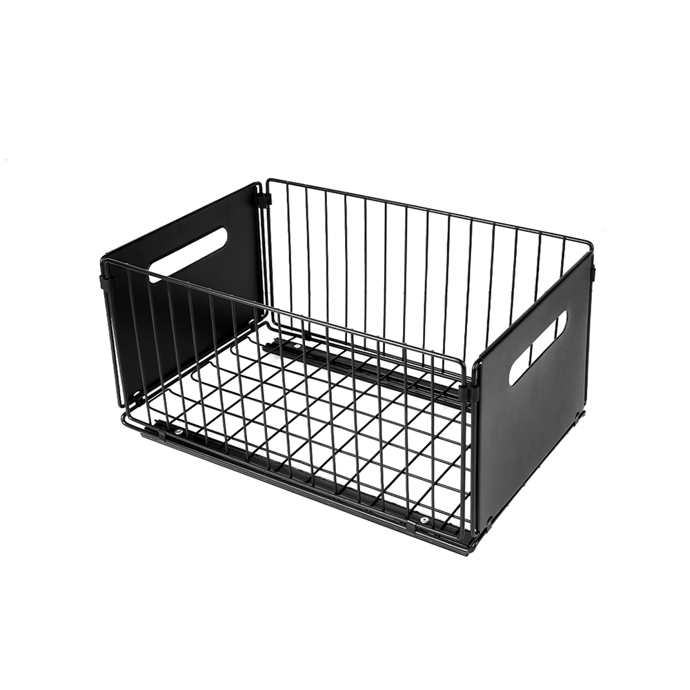 Pull Out Slide Drawer Organizer Tray Cabinet Rack Shelves for Kitchen - Black