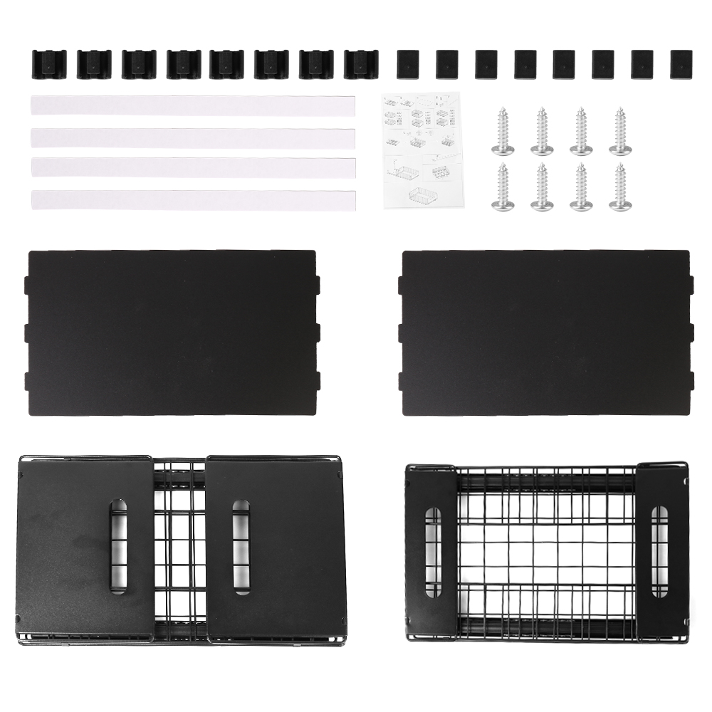 Pull Out Slide Drawer Organizer Tray Cabinet Rack Shelves for Kitchen - Black