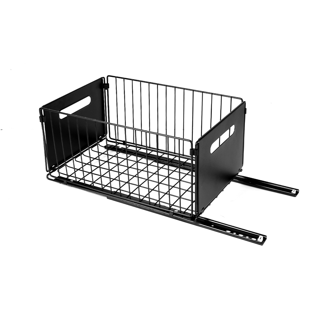 Pull Out Slide Drawer Organizer Tray Cabinet Rack Shelves for Kitchen - Black