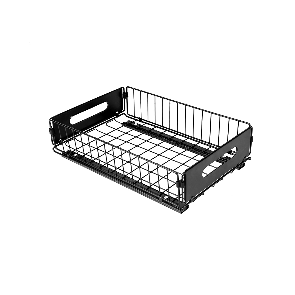 Pull Out Slide Drawer Organizer Tray Cabinet Rack Shelves for Kitchen - Black