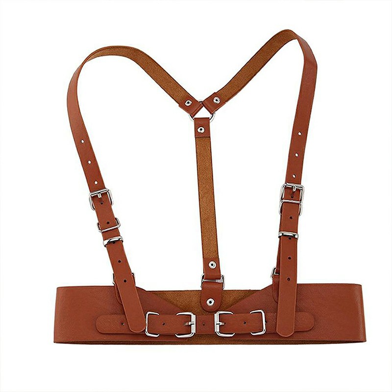 Punk Harajuku Style Waist Belt Adjustable Faux PU Leather Straps for Women Fashion Accessories - Brown