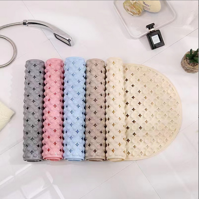 PVC Bathroom Mat Non Slip Bath Shower Mats Strong Suction - White