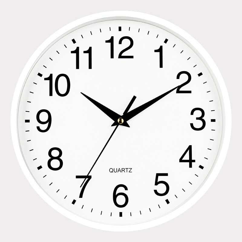 Quartz Basic Wall Clock Round Vintage Analogue Clocks for Home Kitchen Bedroom 20 cm - White