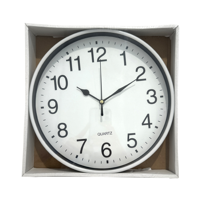 Quartz Basic Wall Clock Round Vintage Analogue Clocks for Home Kitchen Bedroom 24 cm - White