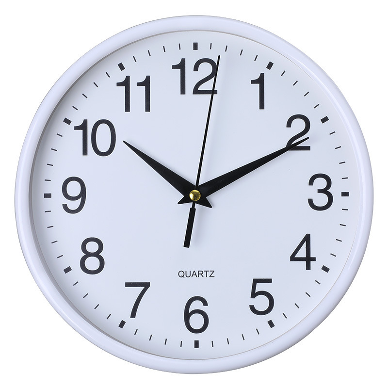 Quartz Basic Wall Clock Round Vintage Analogue Clocks for Home Kitchen Bedroom 24 cm - White