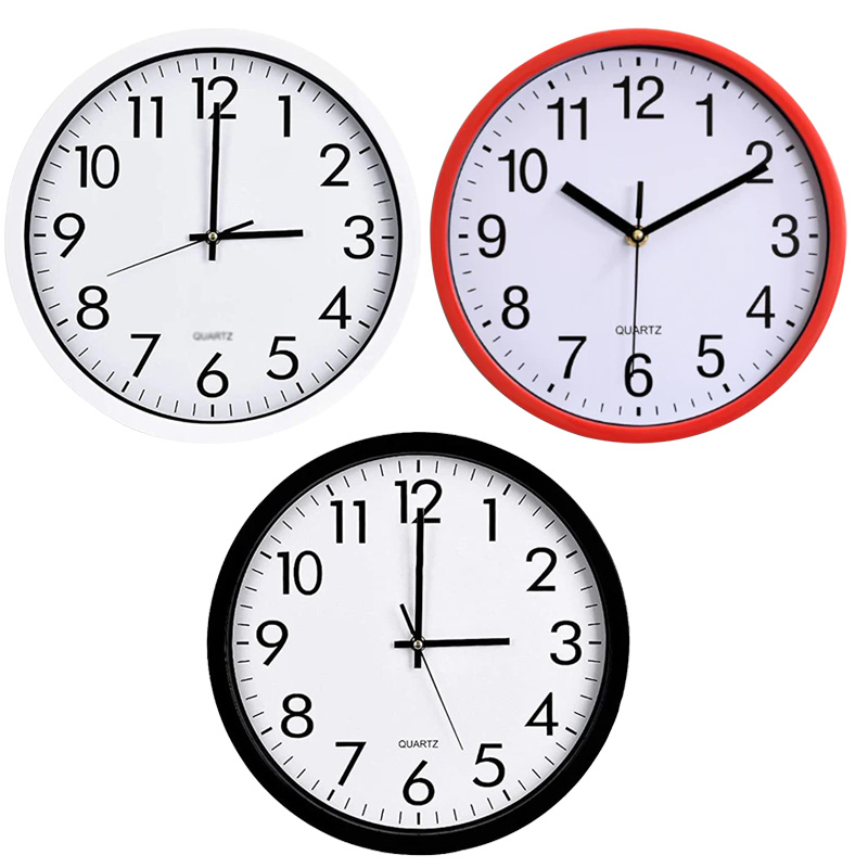 Quartz Basic Wall Clock Round Vintage Analogue Clocks for Home Kitchen Bedroom 30 cm - White