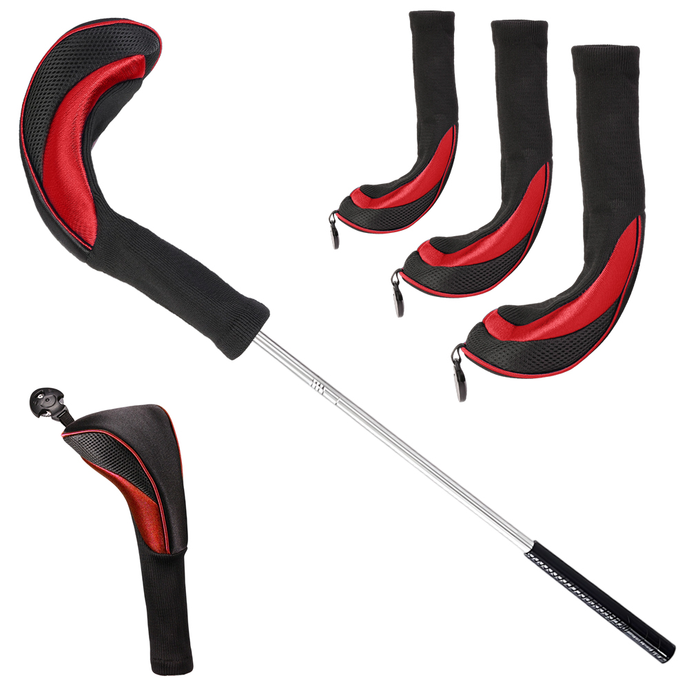 Red Golf Club Head Covers 3PCS Set Driver 1 3 5 Fairway Woods Headcover with Long Neck