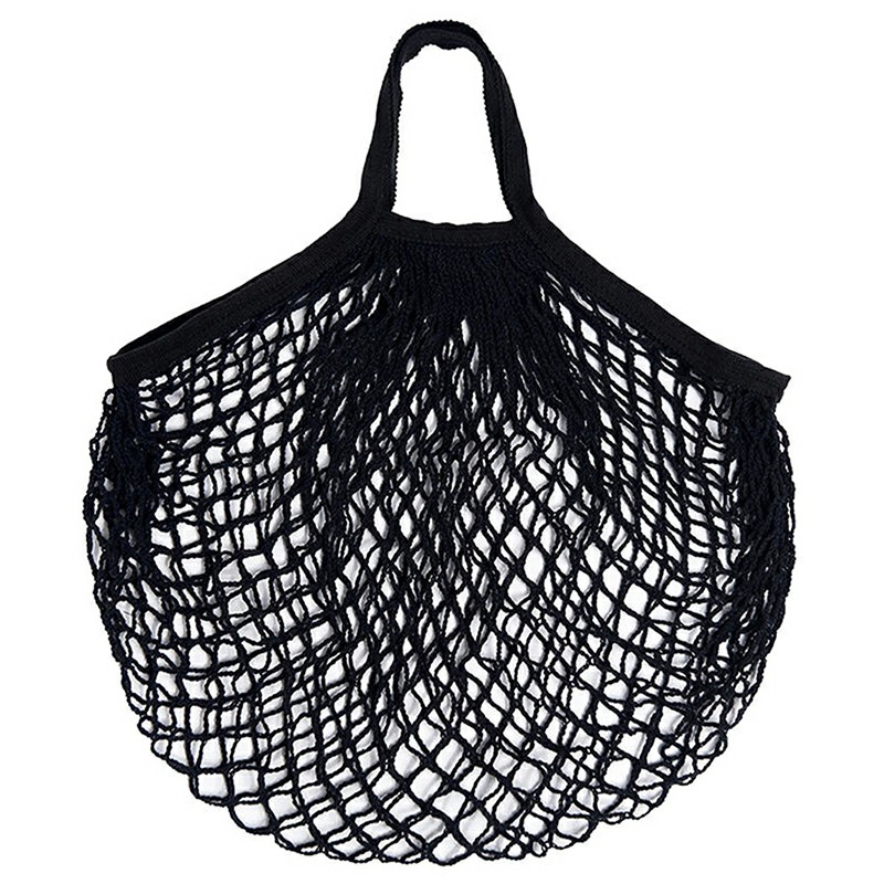 Reusable Mesh Net Turtle Bag Braided Shopping Fruit Storage Handbag Totes - Black
