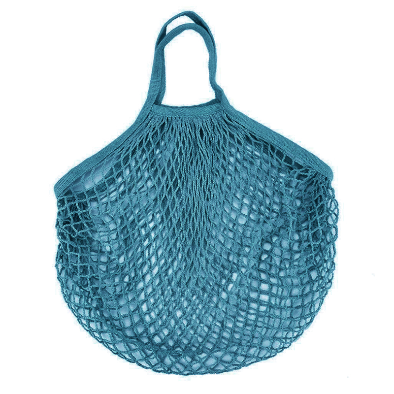 Reusable Mesh Net Turtle Bag Braided Shopping Fruit Storage Handbag Totes - Turquoise