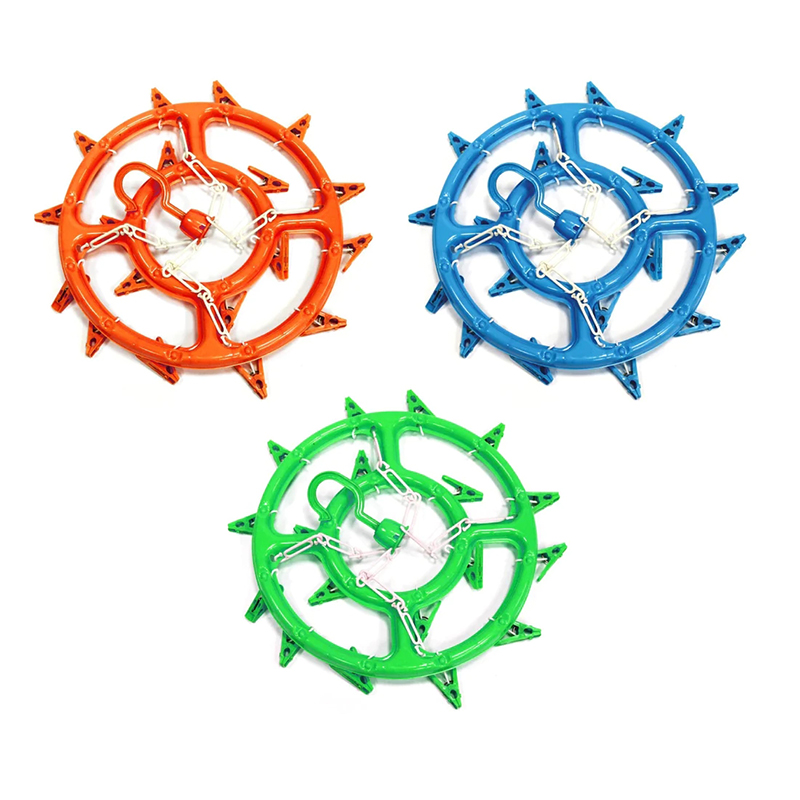 Round Clothes Hanger Hooked Pegs Heavy Duty Washing Line Hanger Home Travel Use Random Colours Random Sent