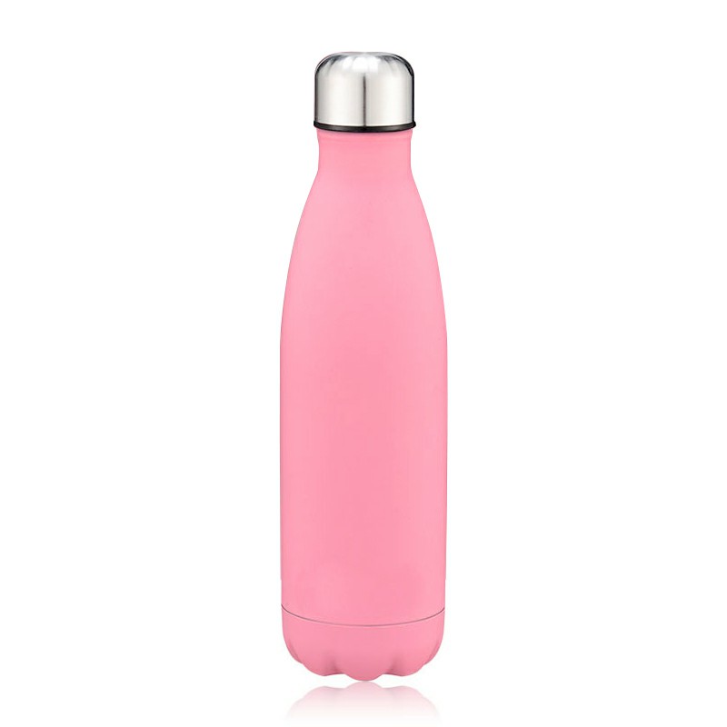 Rubber Paint 500ML Water Flask Stainless Steel Double Wall Vacuum Insulated Keep Hot and Cold Water Bottle - Matte Pink