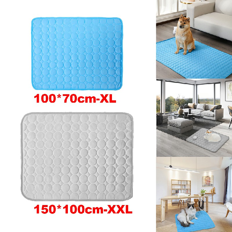 Self Cooling Pet Dog Cat Mat Heat Relief Non-Toxic Summer Pad 150x100cm XXL Grey