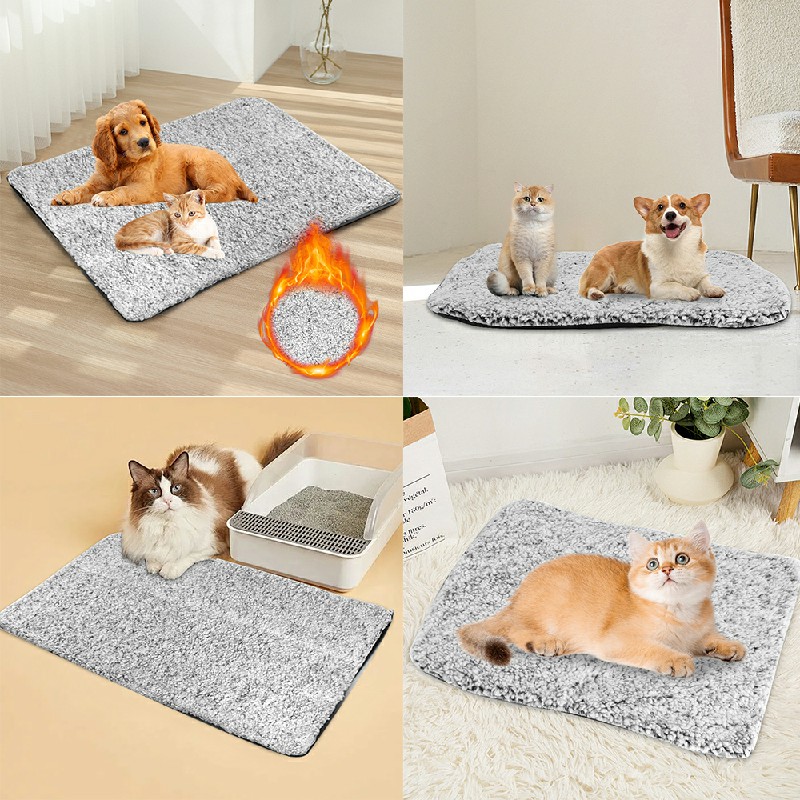 Self Heating Pet Pad Extra Warm Cat Dog Mat Thermal Pet Bed with Removable Cover for Indoor Outdoor Pets - L