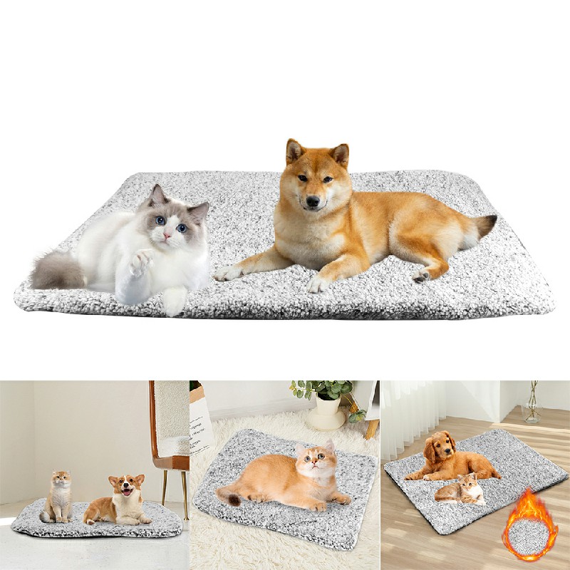 Self Heating Pet Pad Extra Warm Cat Dog Mat Thermal Pet Bed with Removable Cover for Indoor Outdoor Pets - L