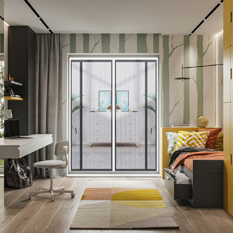 Side Opening Magnetic Screen, Removable Insect Fly Mesh for Door - Grey, 90x210cm