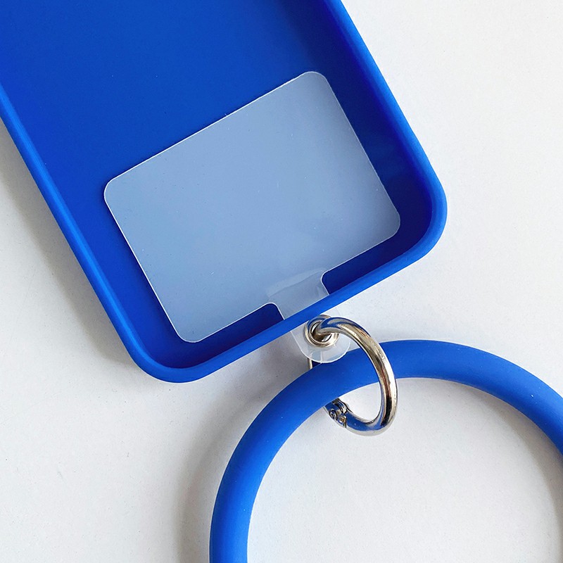 Silicone Bracelet and Pendant for Mobile Phone Shell Car Keychain Key Ring - Blue