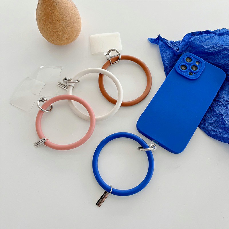 Silicone Bracelet and Pendant for Mobile Phone Shell Car Keychain Key Ring - Blue
