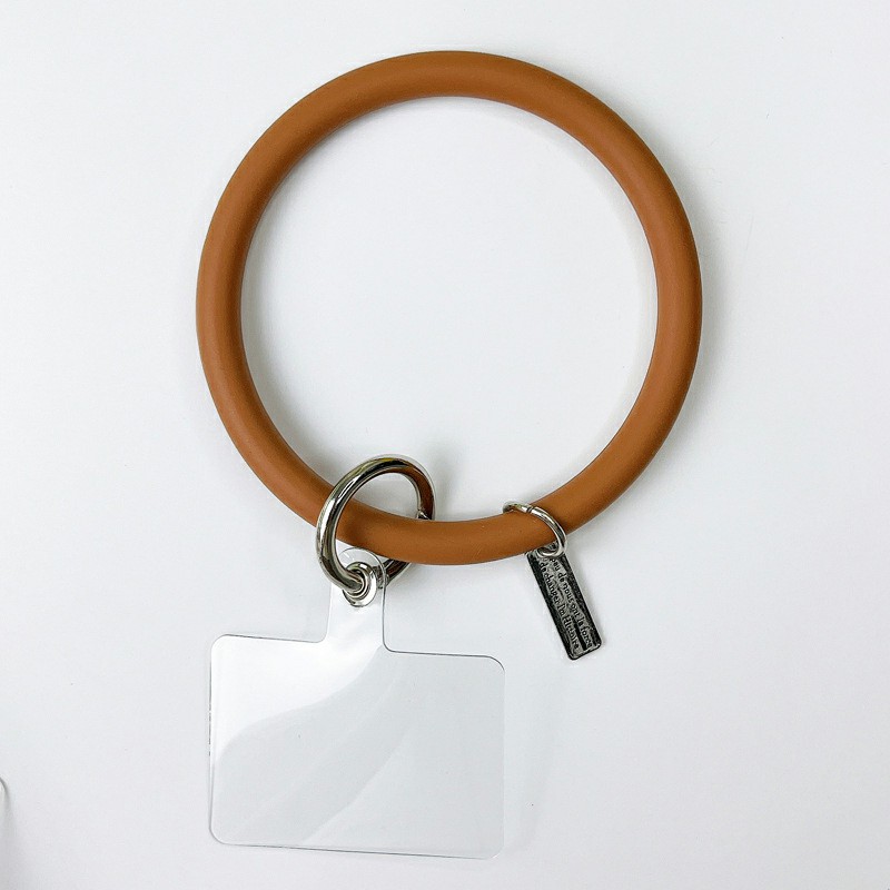 Silicone Bracelet and Pendant for Mobile Phone Shell Car Keychain Key Ring - Caramel