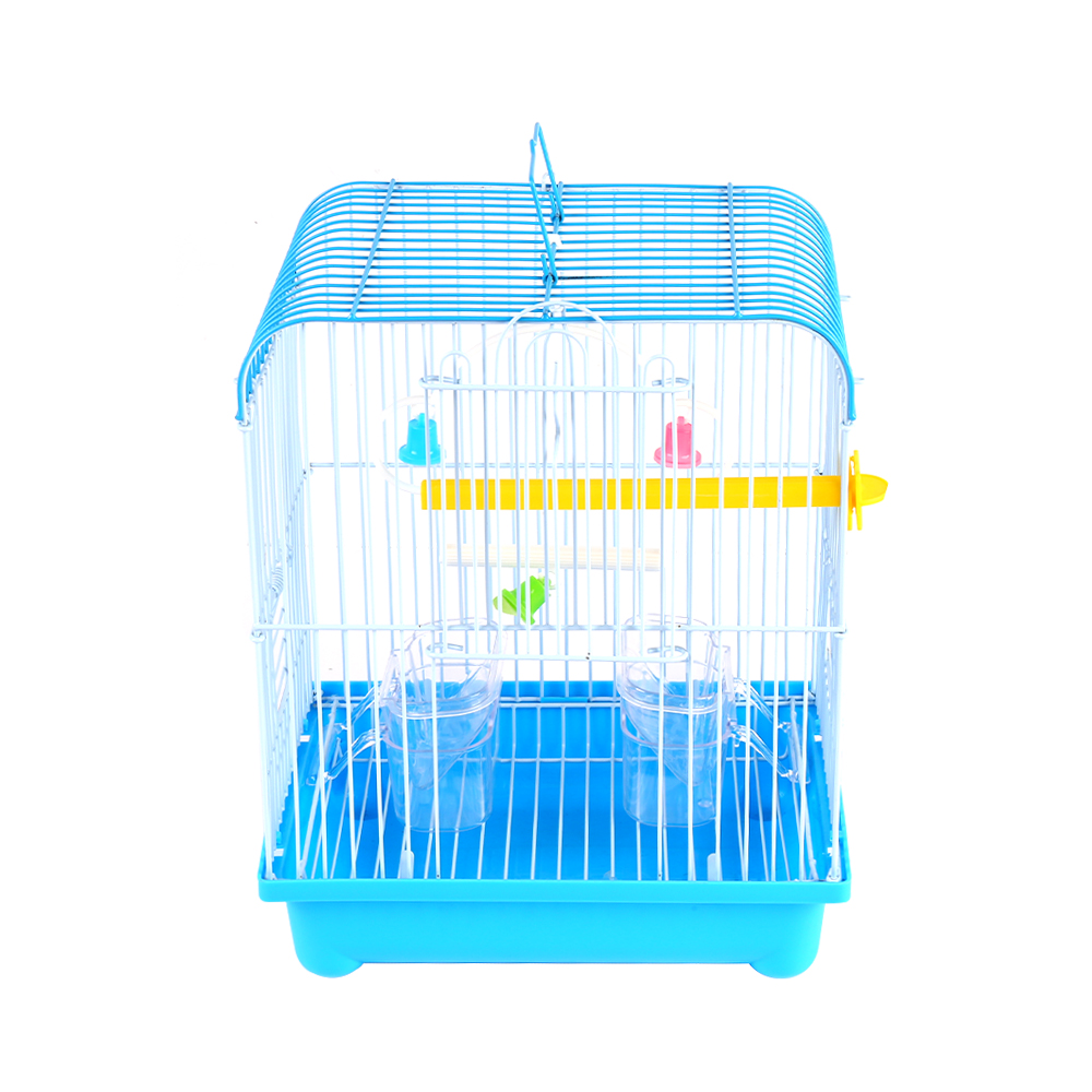 Small Bird Cages 22cm x 27cm x 16cm for Canaries, Budgies, Finches, Metal, Accessories - Blue