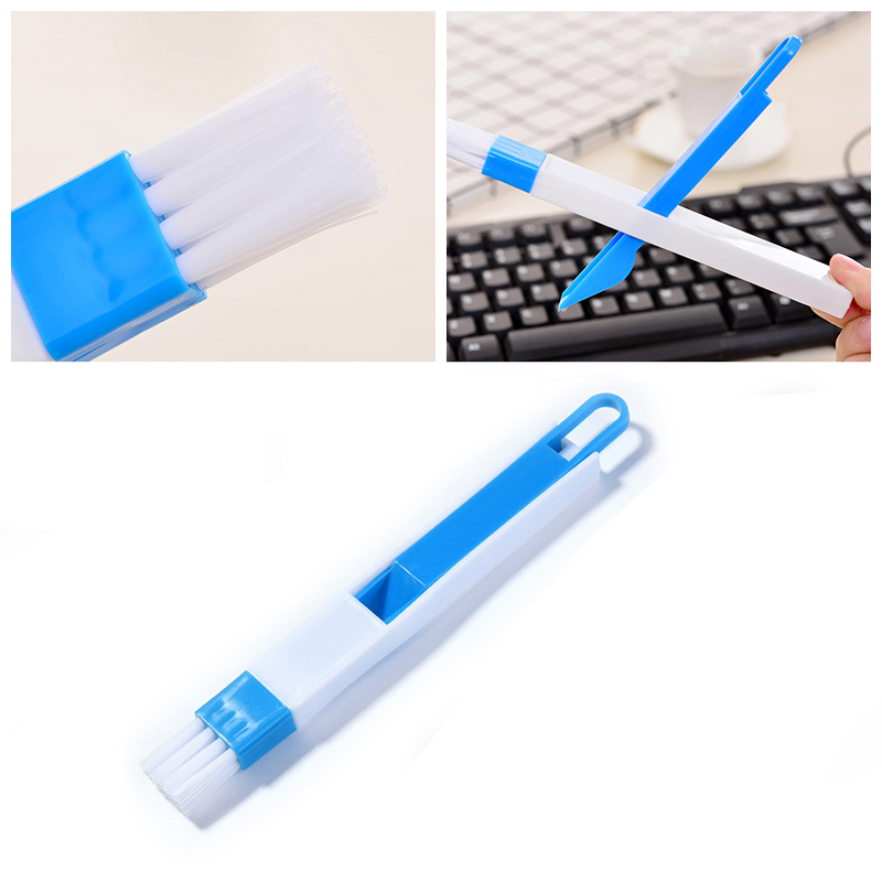 Small Cleaning Brush Household Dustpan Brush Clean Sliding Door Vents Keyboard - Blue