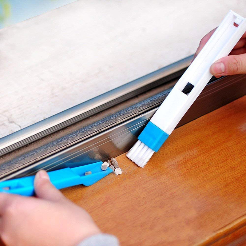 Small Cleaning Brush Household Dustpan Brush Clean Sliding Door Vents Keyboard - Blue