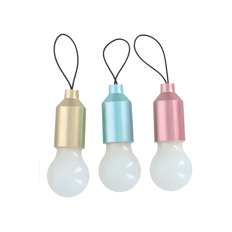 Small LED Light Bulb Shape Keychain Pull Switch 5.5cm  Random Colours