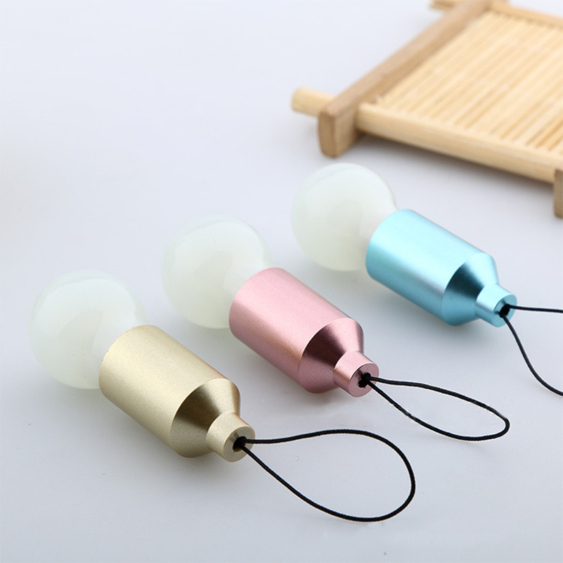 Small LED Light Bulb Shape Keychain Pull Switch 5.5cm  Random Colours