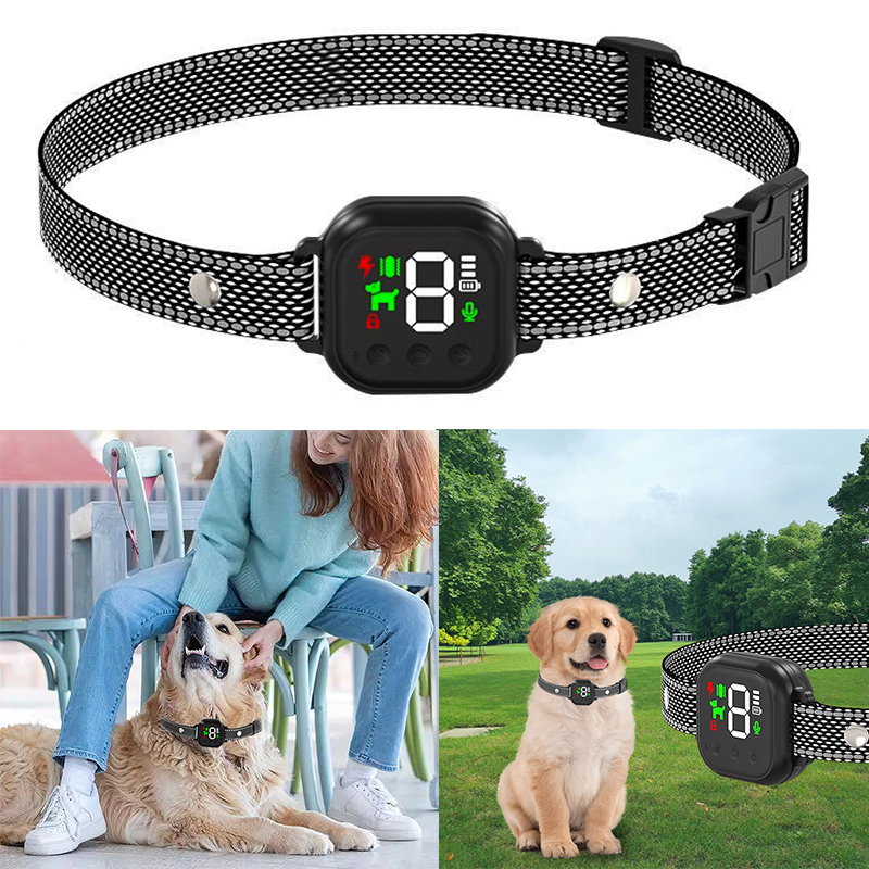 Smart Automatic Anti Barking Collar Digital Waterproof Stop Bark Collar for Dog Pet - Black