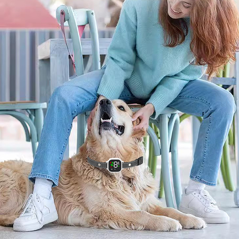 Smart Automatic Anti Barking Collar Digital Waterproof Stop Bark Collar for Dog Pet - White