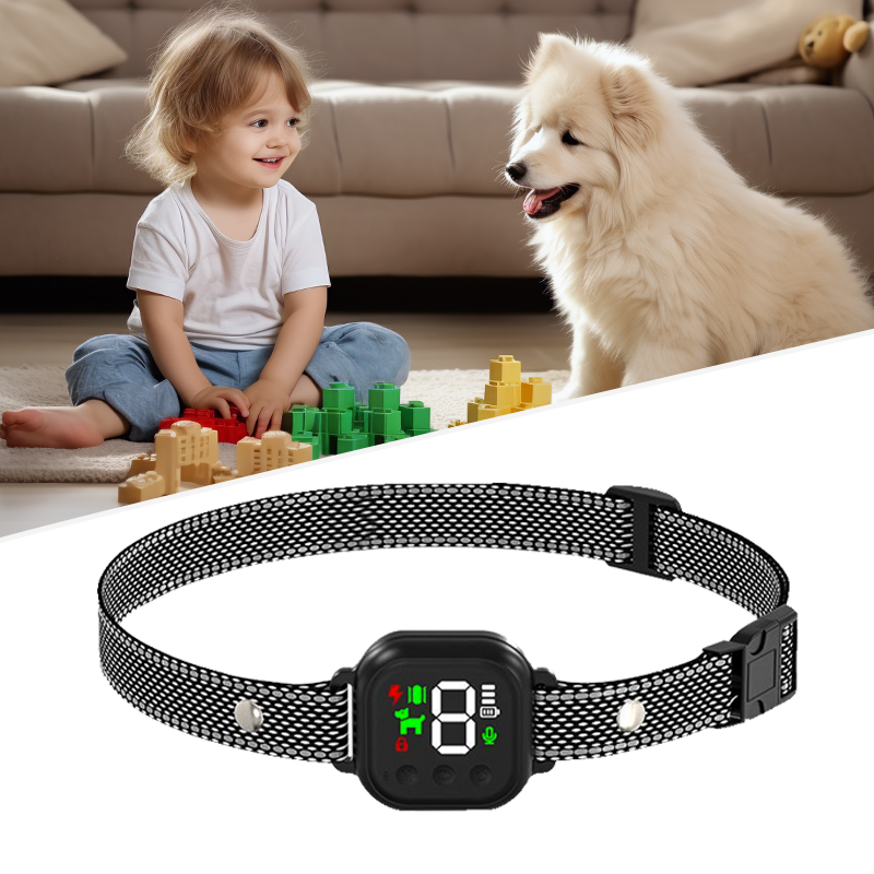 Smart Automatic Anti Barking Collar Digital Waterproof Stop Bark Collar for Dog Pet - White