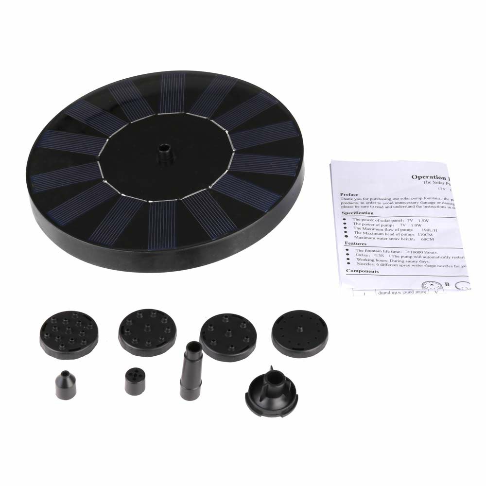 Solar Powered Floating Pump Water Fountain Birdbath Home Pool Garden Decor