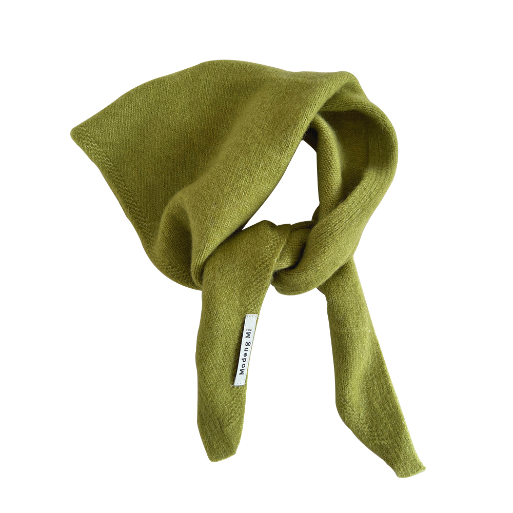 Solid Colour Knitted Triangular Scarf Womens Shawl Warm - Green