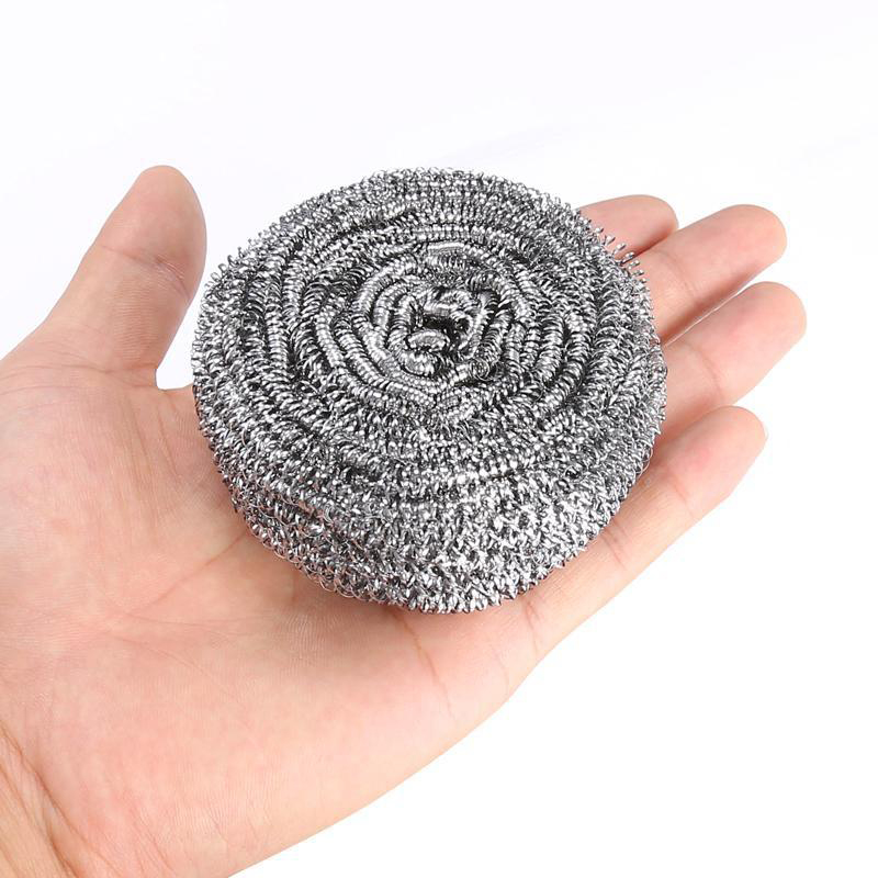 Sponge and Scourers Pack of 5 Steel Wool Scrubber for Kitchen - Silver