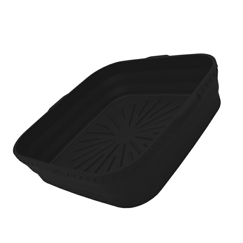 Square Microwavable Air Fryer Silicone Pot Baking Basket Oven Non Stick Reusable Liners - Black