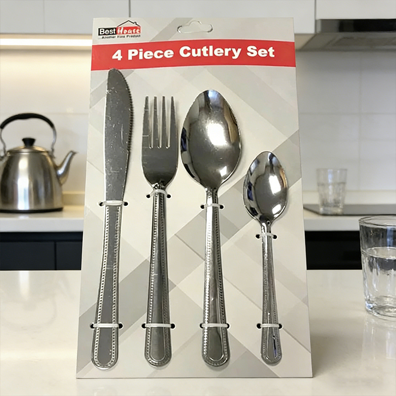 4PCS Cutlery Set with Fork Knife Spoons Stainless Steel Utensils Set Flatware Set for Home Kitchen